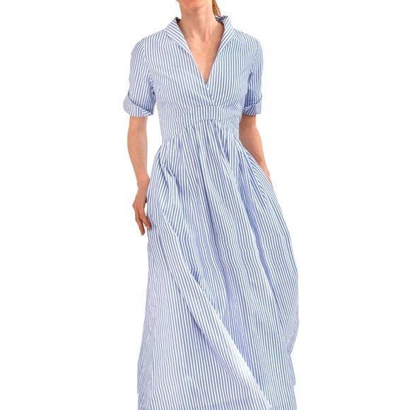 Gretchen Scott Designs Light Blue June  Strip Midi  Dress - Picture 1 of 8